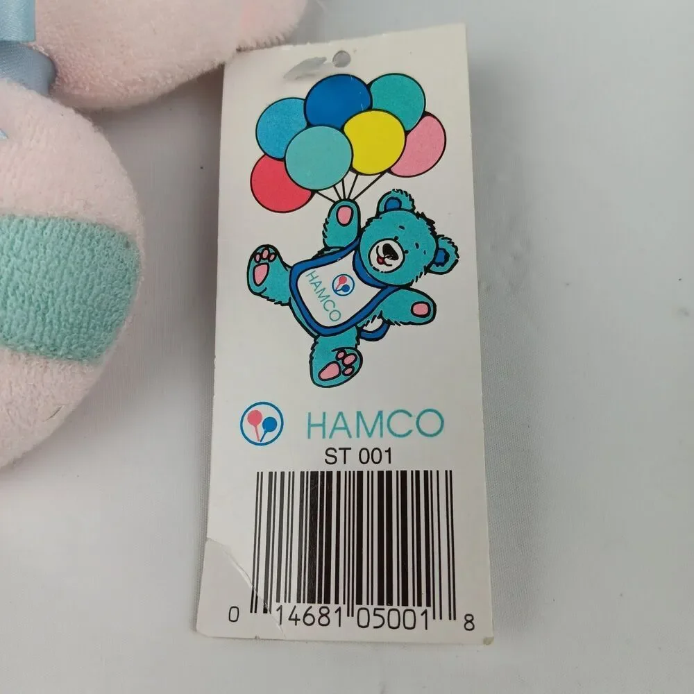 Hamco Pink Plush Bear Rattle Pastel Terrycloth 5 Inch Has Original Tags Vintage
